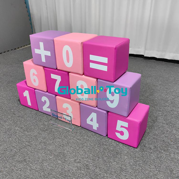 Pink and purple soft building blocks with numbers