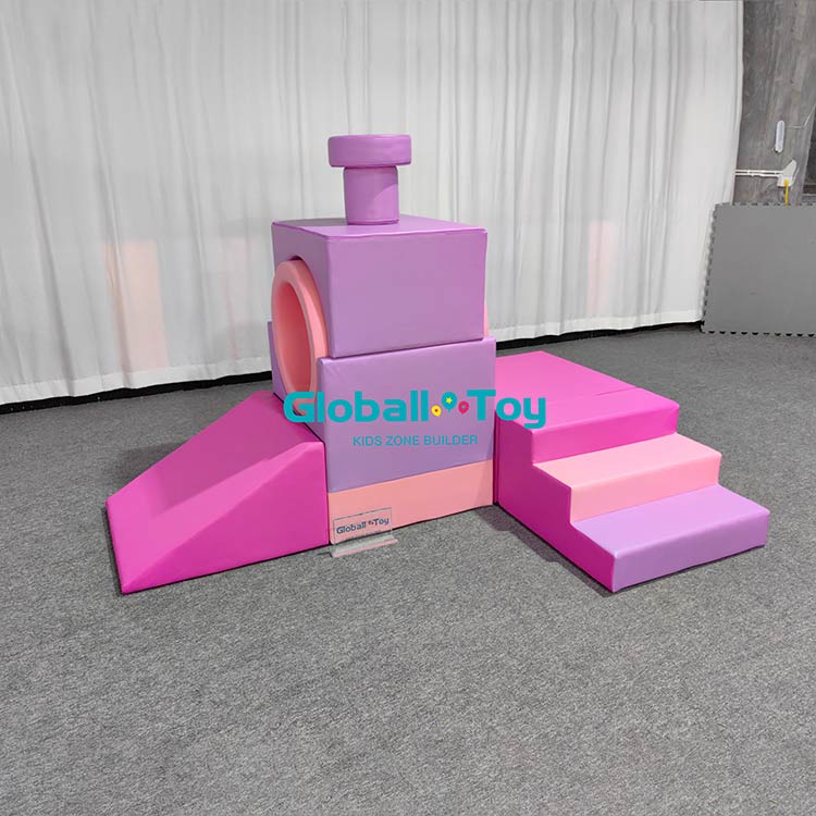 Pink and purple soft train set customized color wood